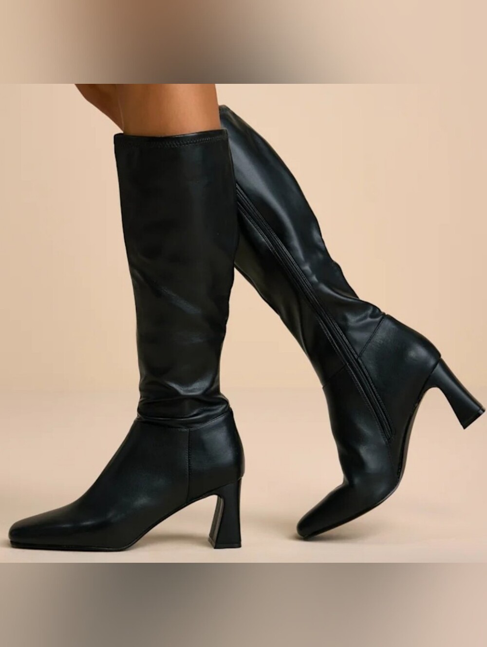 Steve Madden NIB Hunny Black Sqaure Toe Knee High Boots. Size 8.5